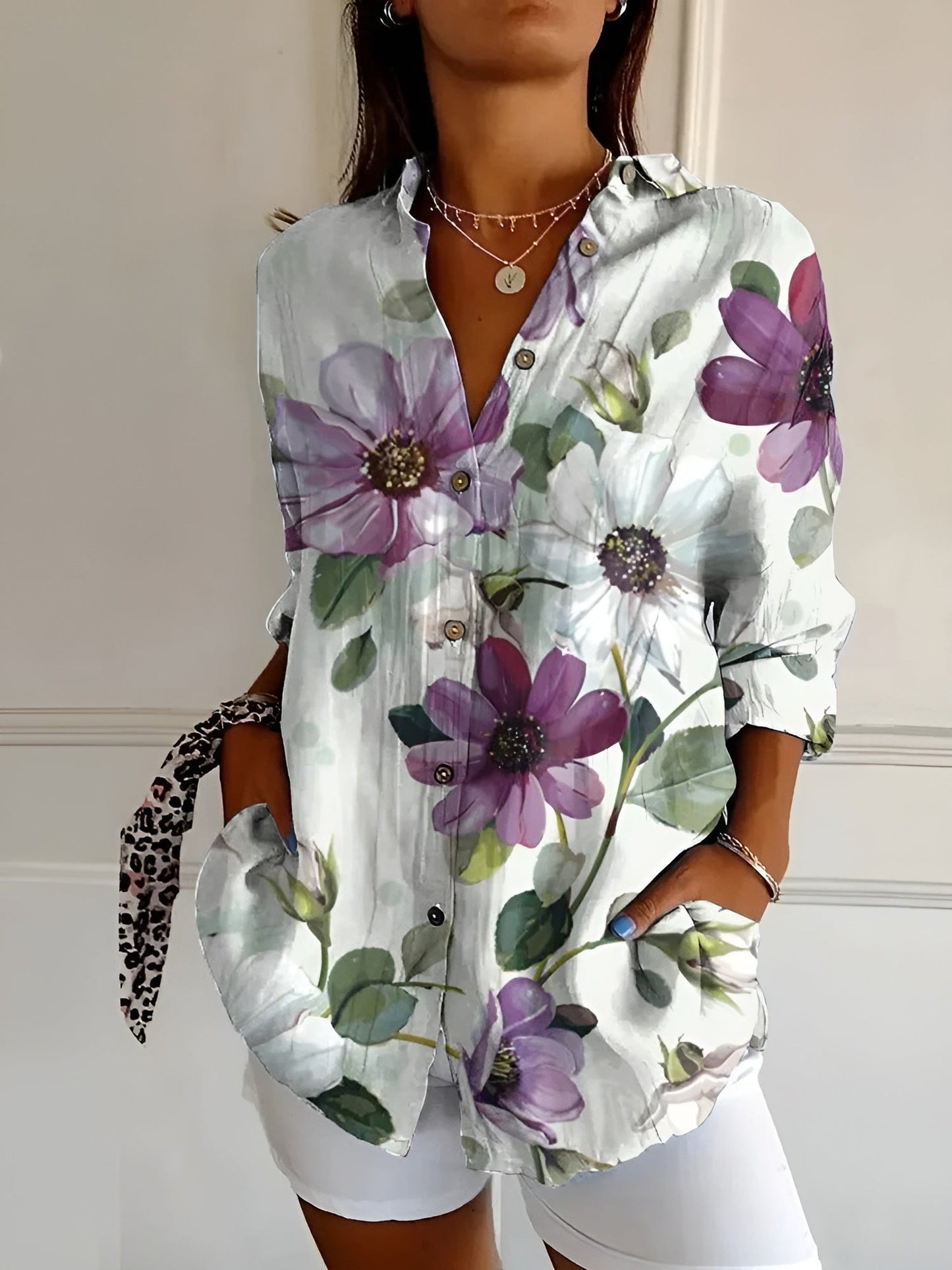 Janet | Women's Button-Down Printed Blouse