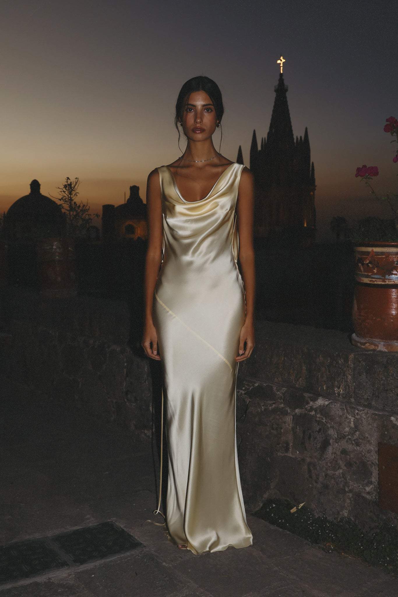 Tamara® | Cowlies Backless Satin Maxi Dress