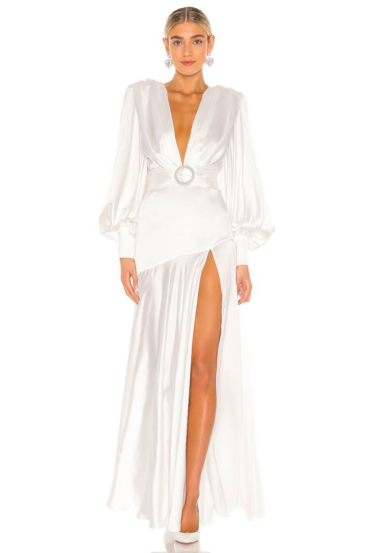 Tatiana® | V-Neck Belted Slit Maxi Dress