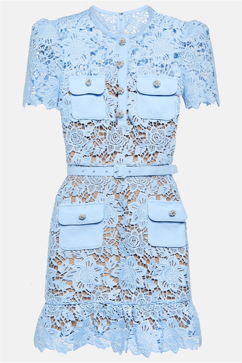 Noelia® | Lace Mini Dress With Floral Embroidery