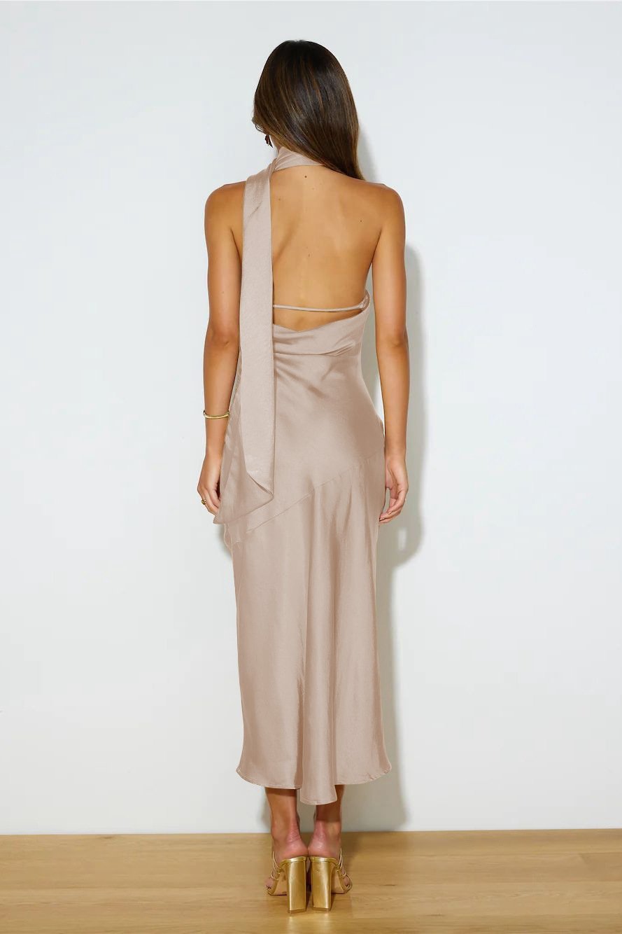 Xandra® | Cowl Satin Halterneck Midi Dress