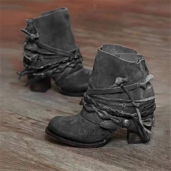 Serena | Women's Ankle Boots – Stylish Faux Leather Western Style – Comfortable Block Heel