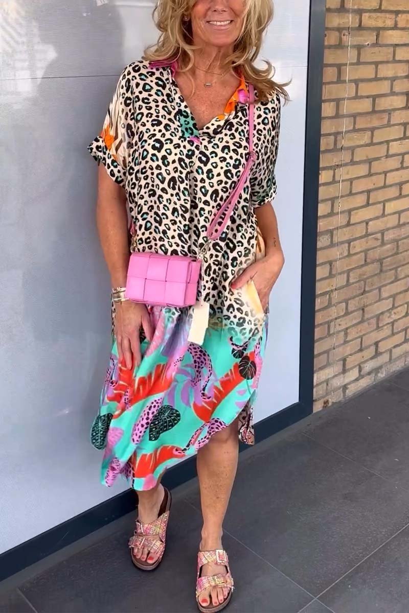Sierra® | Leopard Print Short Sleeve Informal Dress