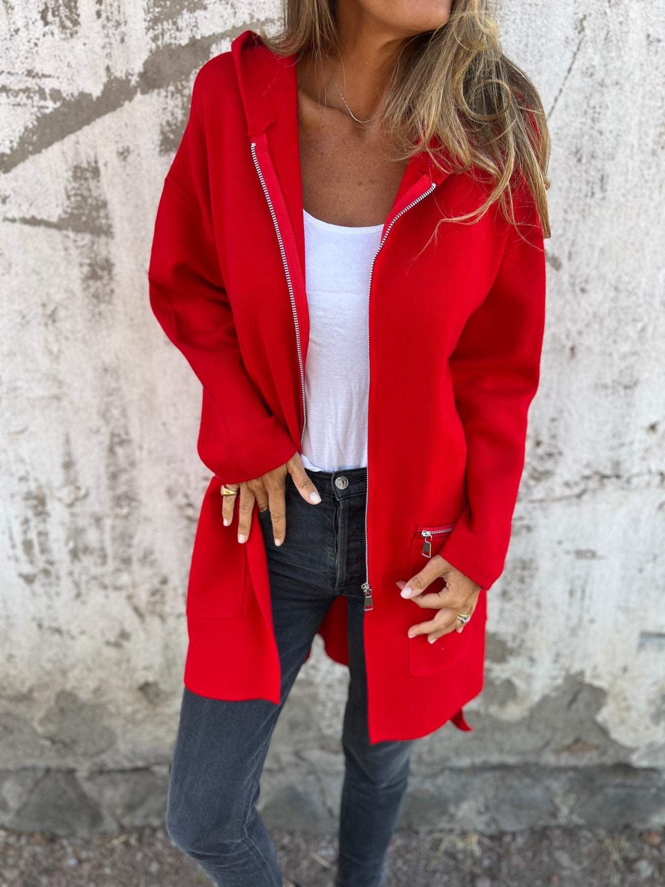 Tatiana | Long sleeve cardigan with zip fastening