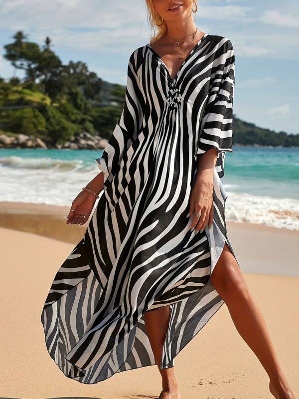 Kay® | Beach Dress With Zebra Print And V-Neck