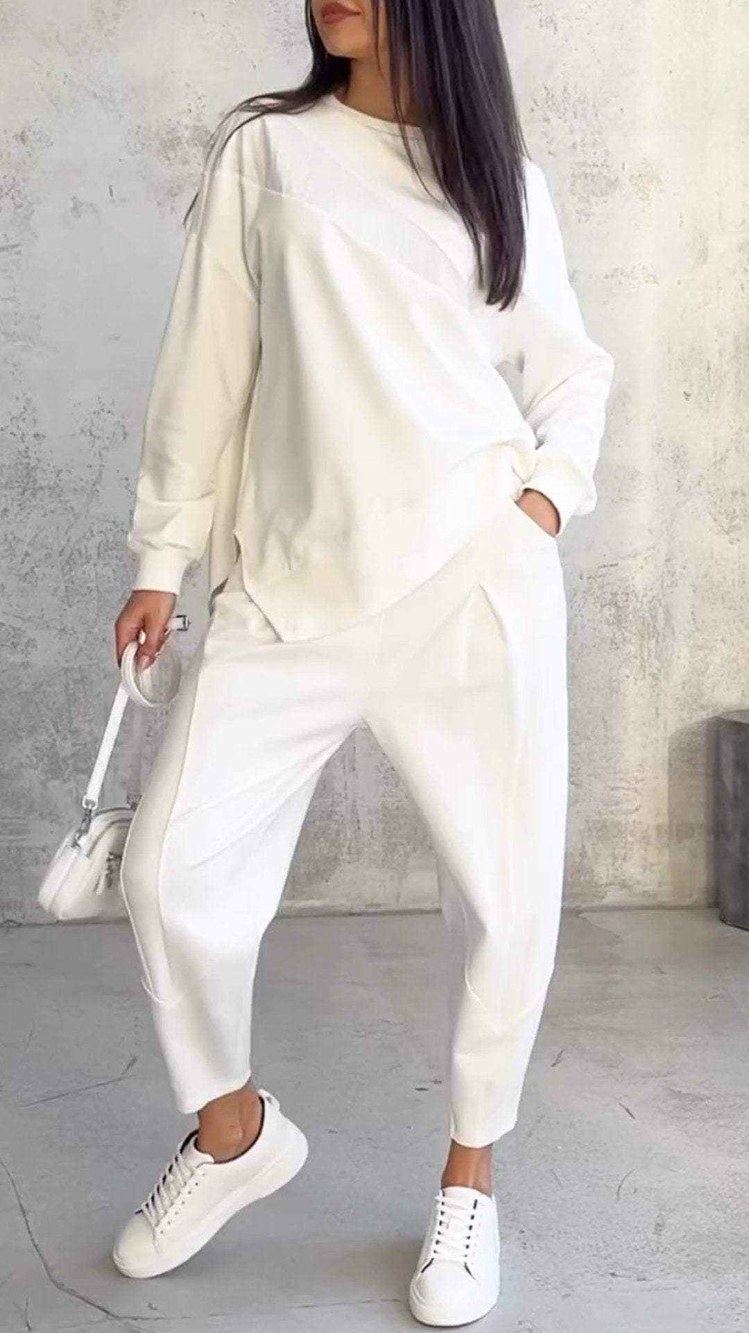 Lorena® | Two-piece set with a crew neck and long sleeves.