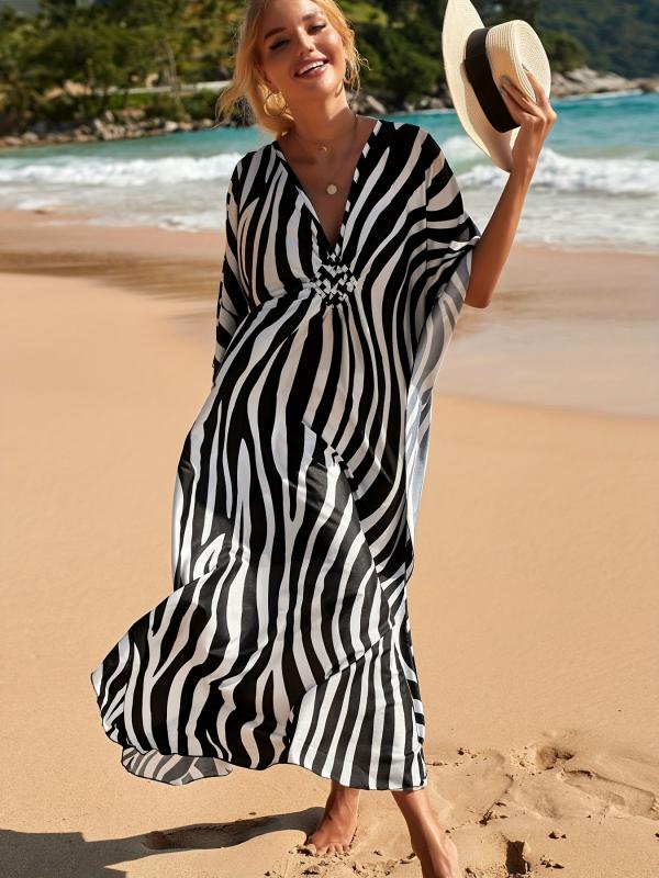 Kay® | Beach Dress With Zebra Print And V-Neck