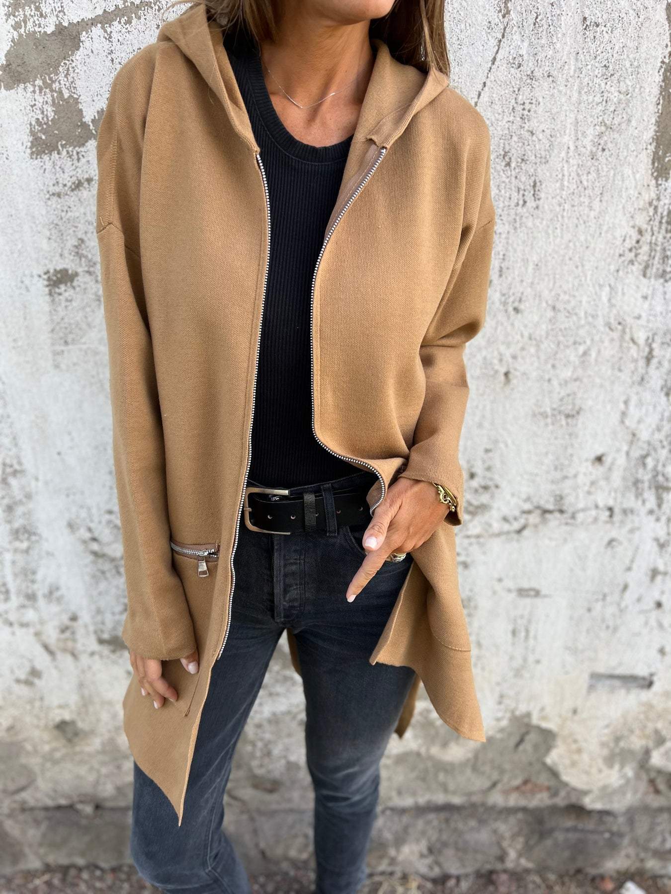 Tatiana | Long sleeve cardigan with zip fastening
