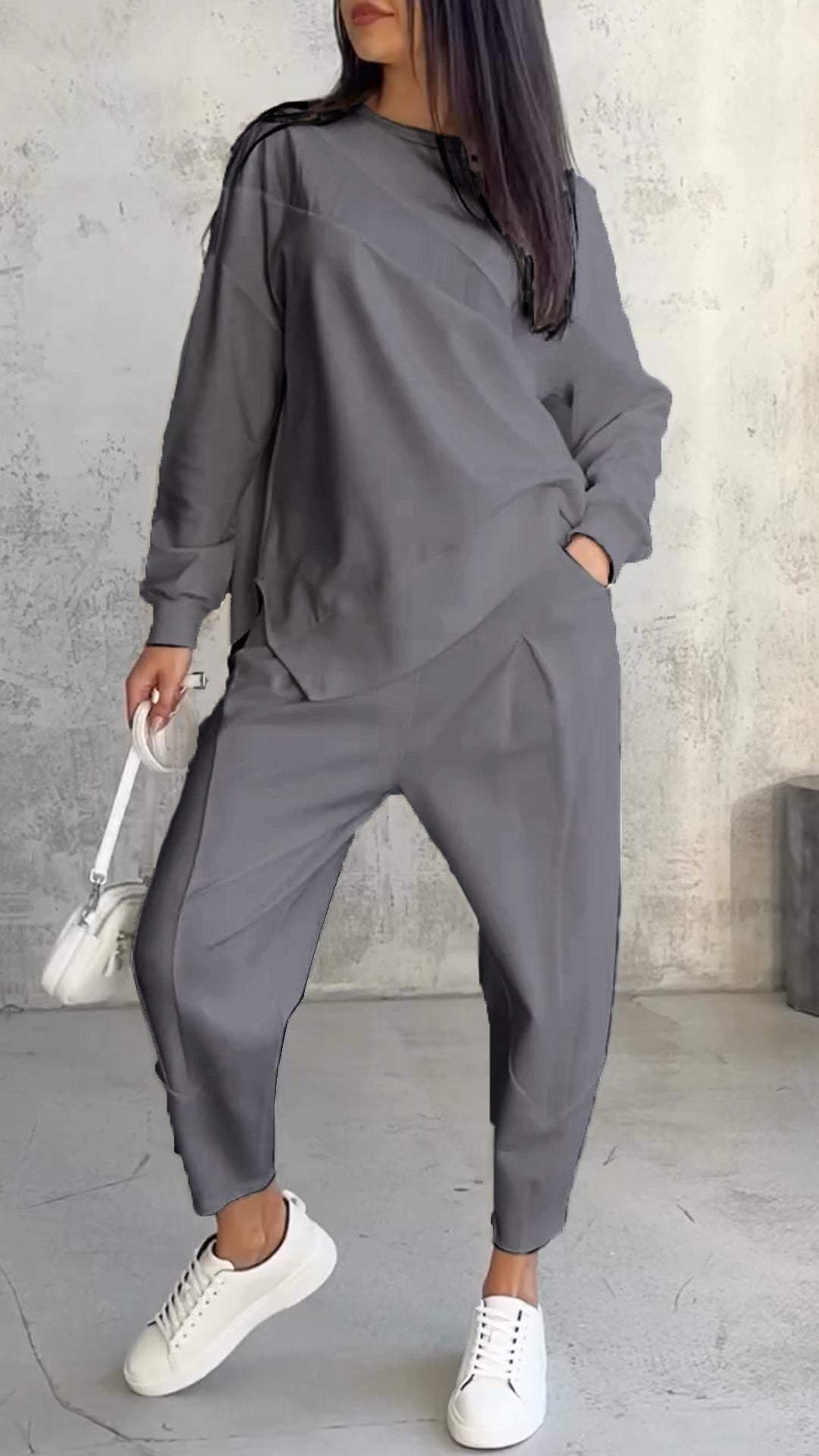 Lorena® | Two-piece set with a crew neck and long sleeves.