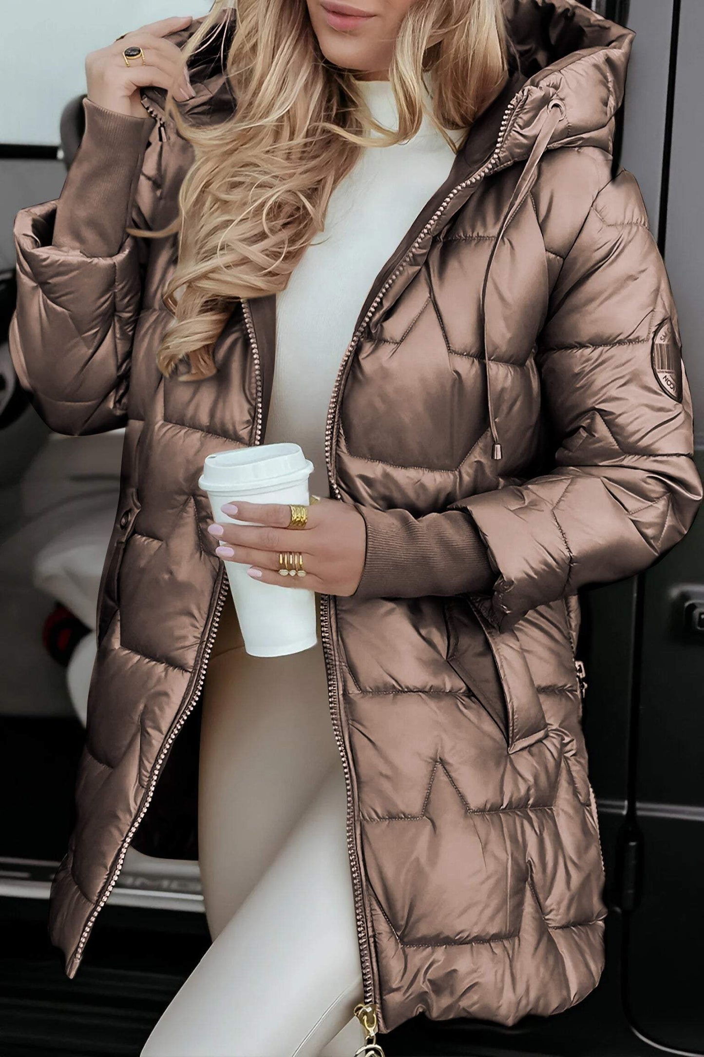 Linda | Long sleeve coat with hood