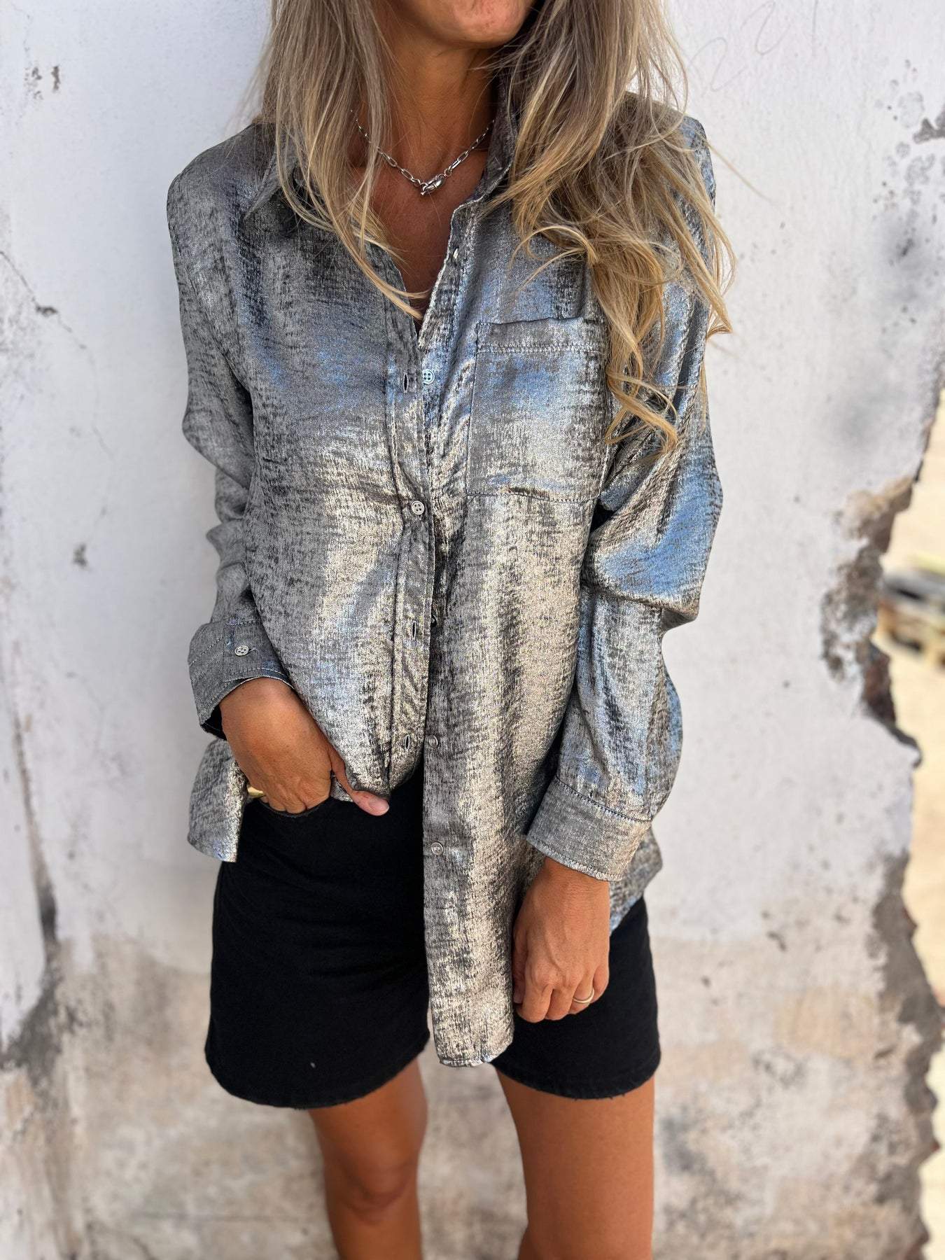 Jasmine® | Metallic women's blouse with collar