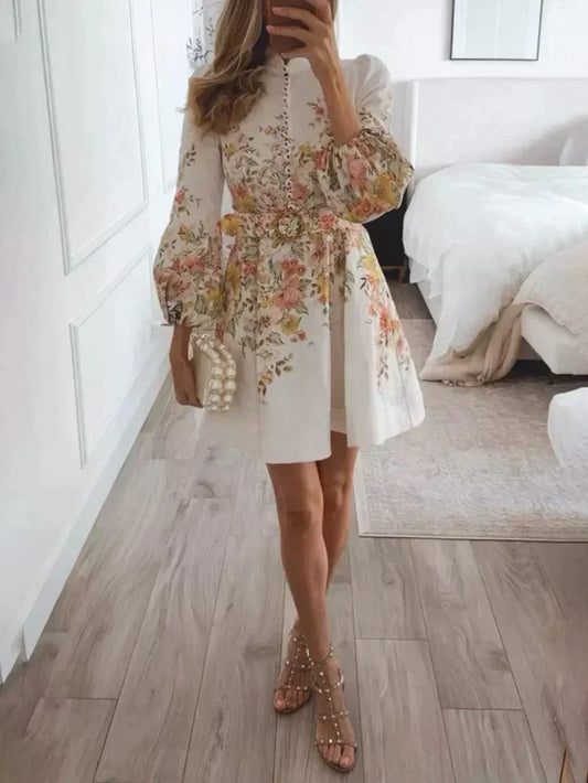 Teodora® | Printed Mini Dress With Button Placket