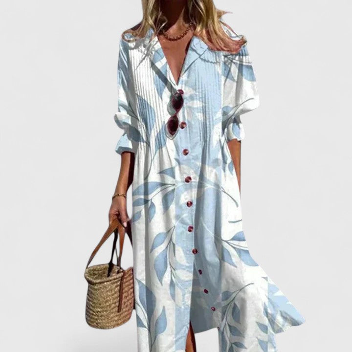 Kendra | Women's V-Neck Maxi Button Down Dress