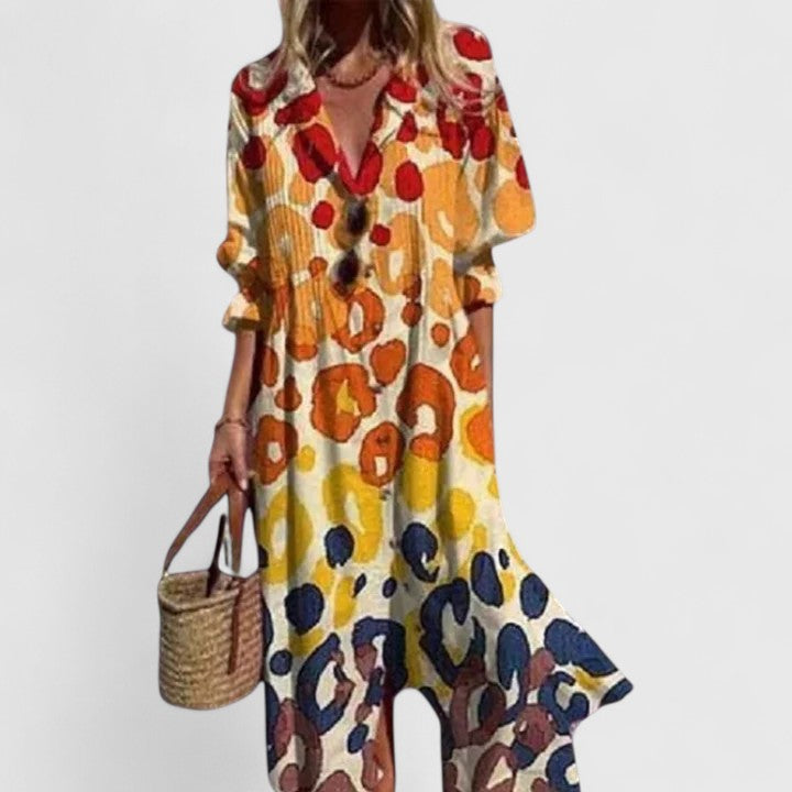 Kendra | Women's V-Neck Maxi Button Down Dress