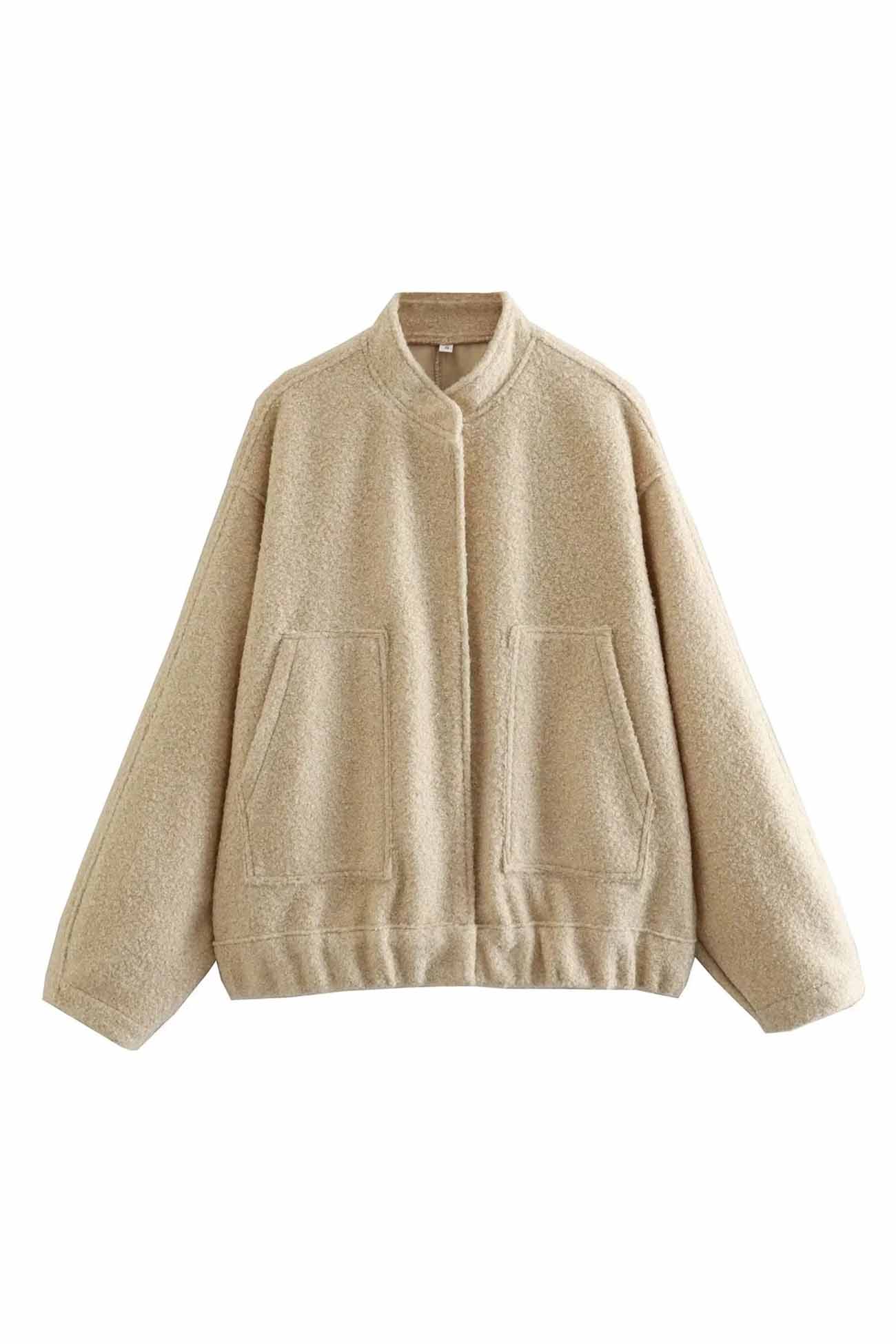 Annika | Solid jacket with stand-up collar and button pocket