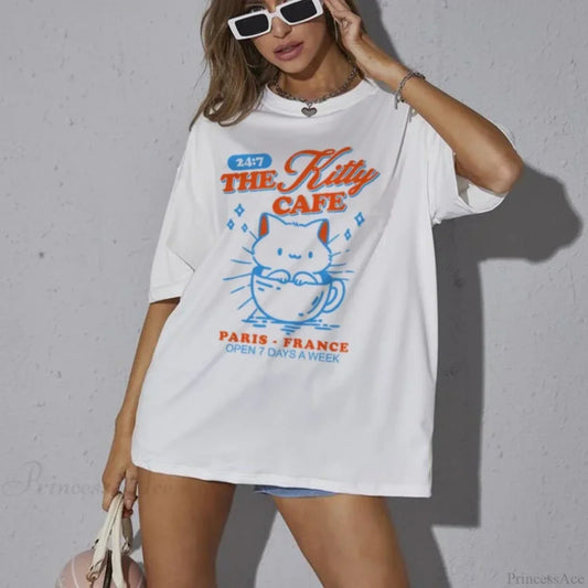Kitty Cafe Retro Graphic T-shirt
