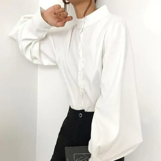 Buchey® | Classic Turtleneck Blouse With Balloon Sleeves