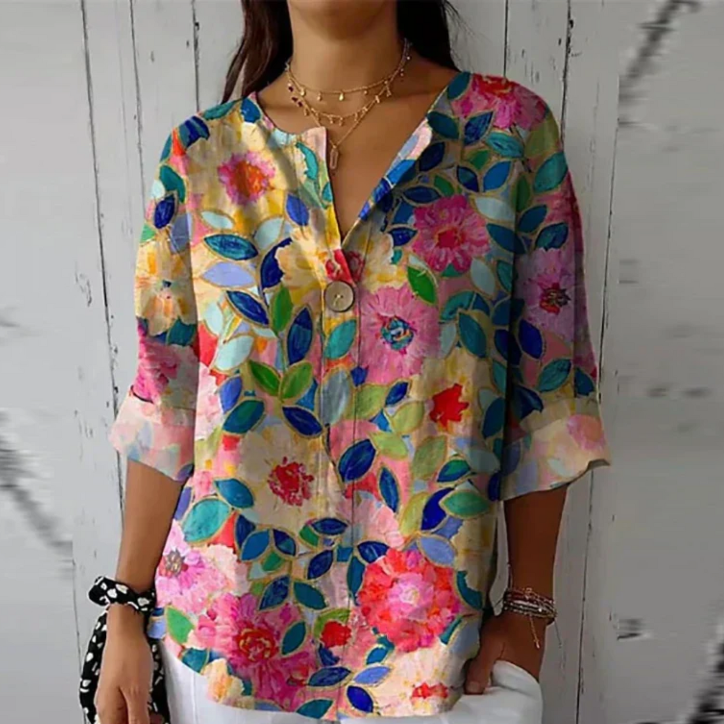 Kristin | Women's Floral Print Button-Down Blouse