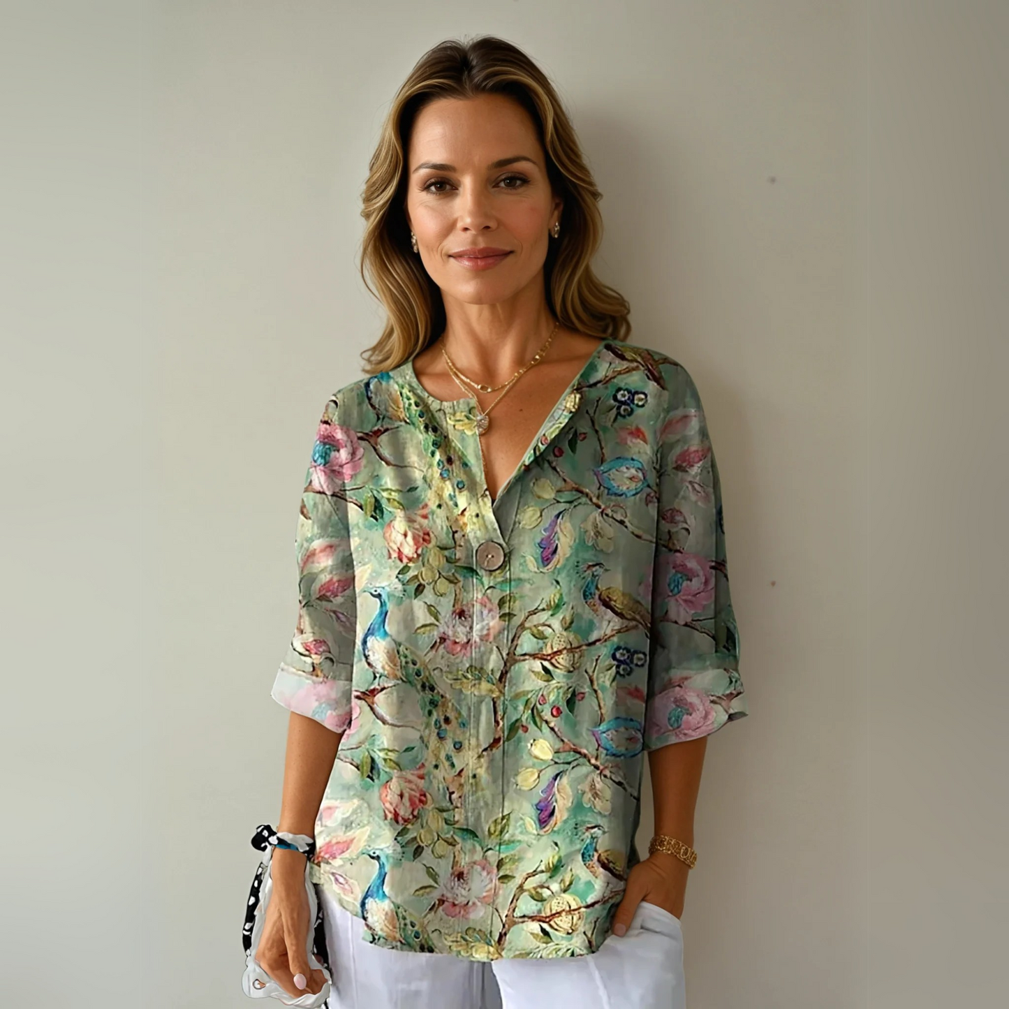 Kristin | Women's Floral Print Button-Down Blouse