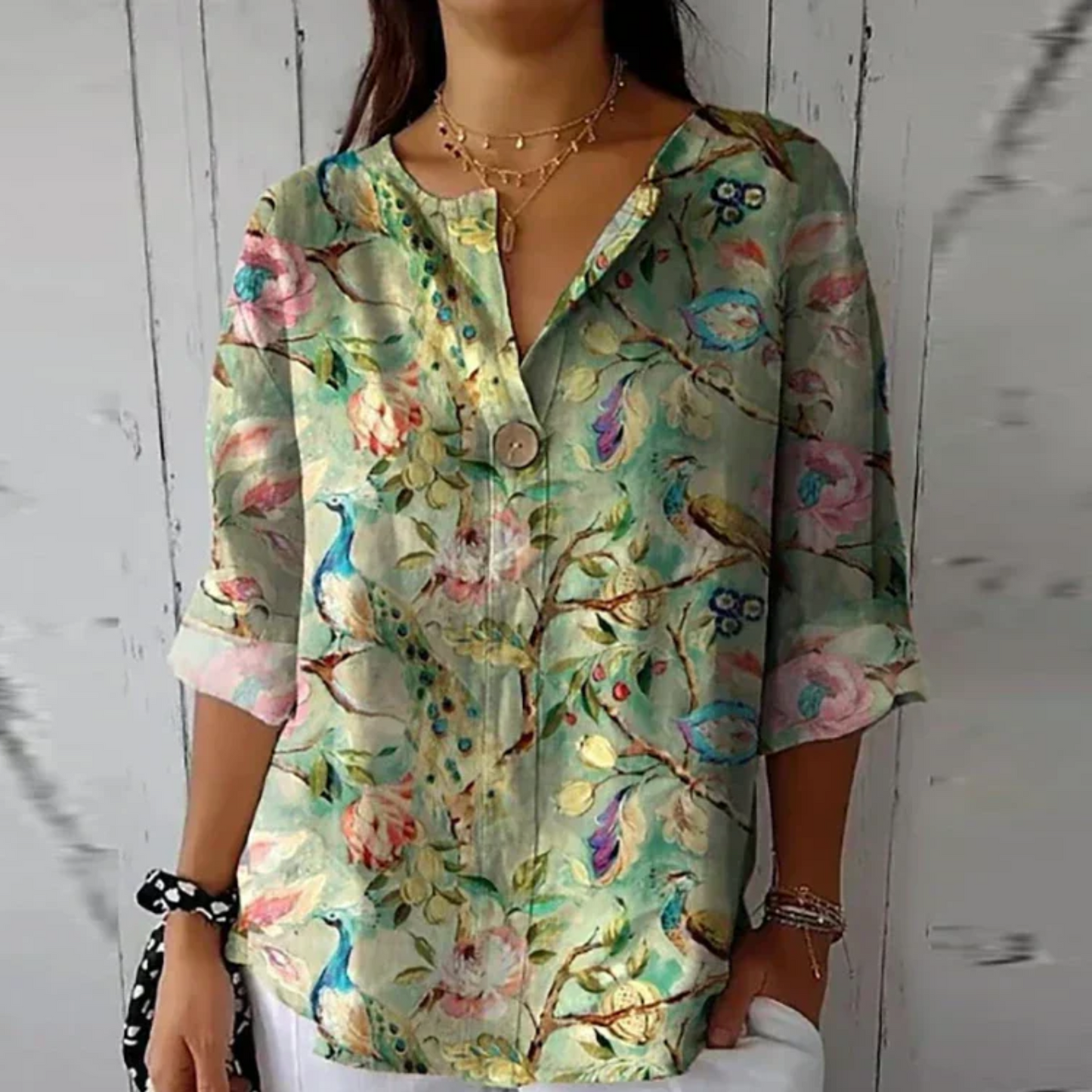 Kristin | Women's Floral Print Button-Down Blouse