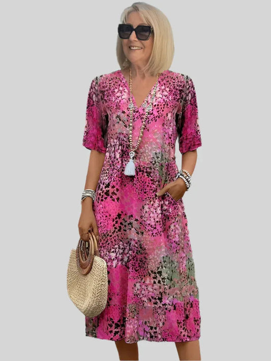 Kristin | Women's V-Neck Casual Midi Dress