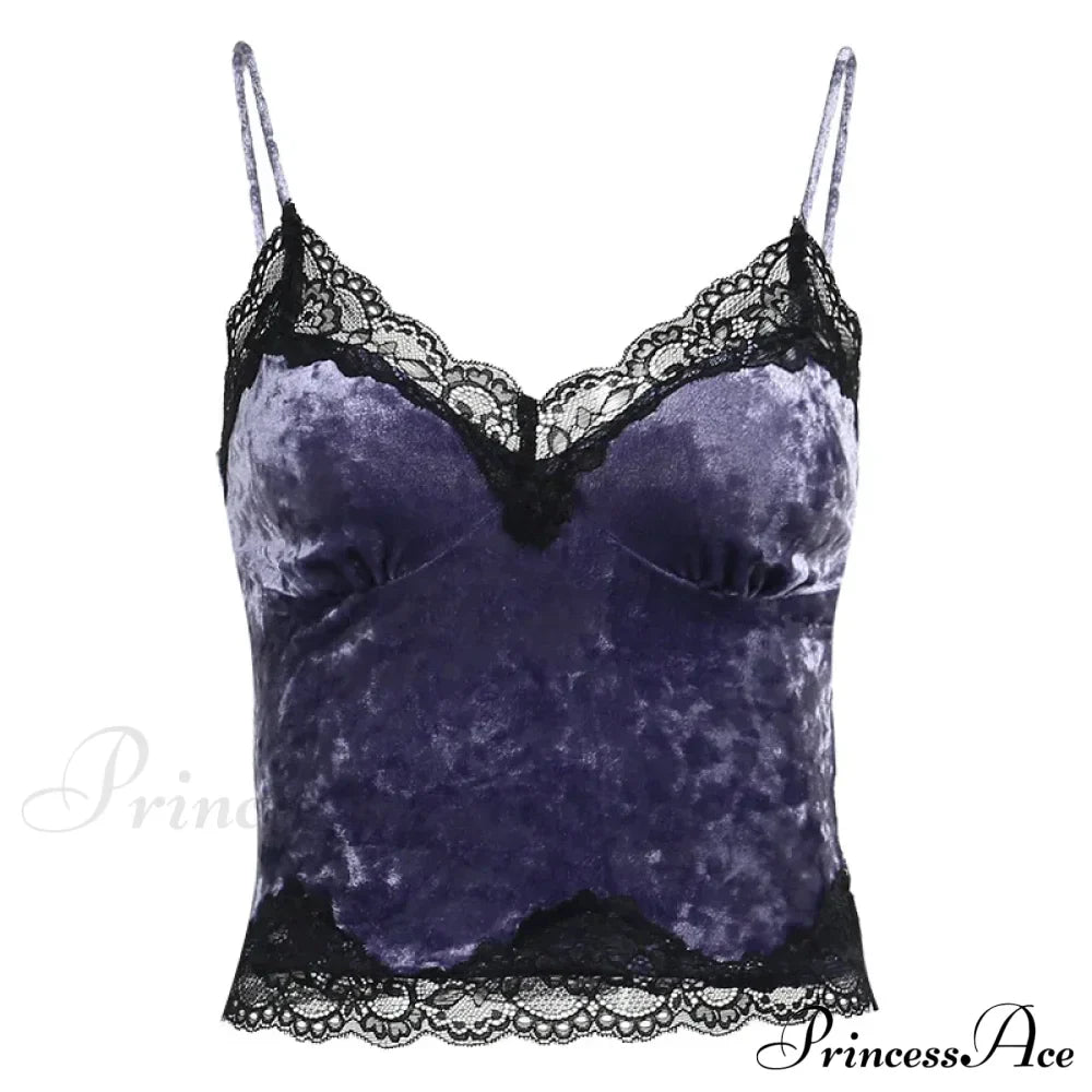 Lace Gothic Aesthetic Velvet Grunge Punk Bodycon V-neck Elegant Classic Crop Top