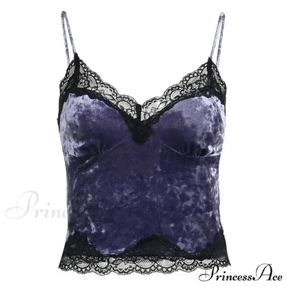 Lace Gothic Aesthetic Velvet Grunge Punk Bodycon V-neck Elegant Classic Crop Top
