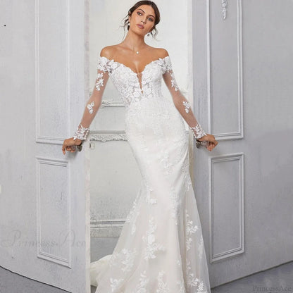 Lace Mermaid Long Train Wedding Dress