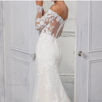 Lace Mermaid Long Train Wedding Dress