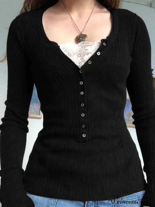 Lace Paneled Graceful Brown Tank Top