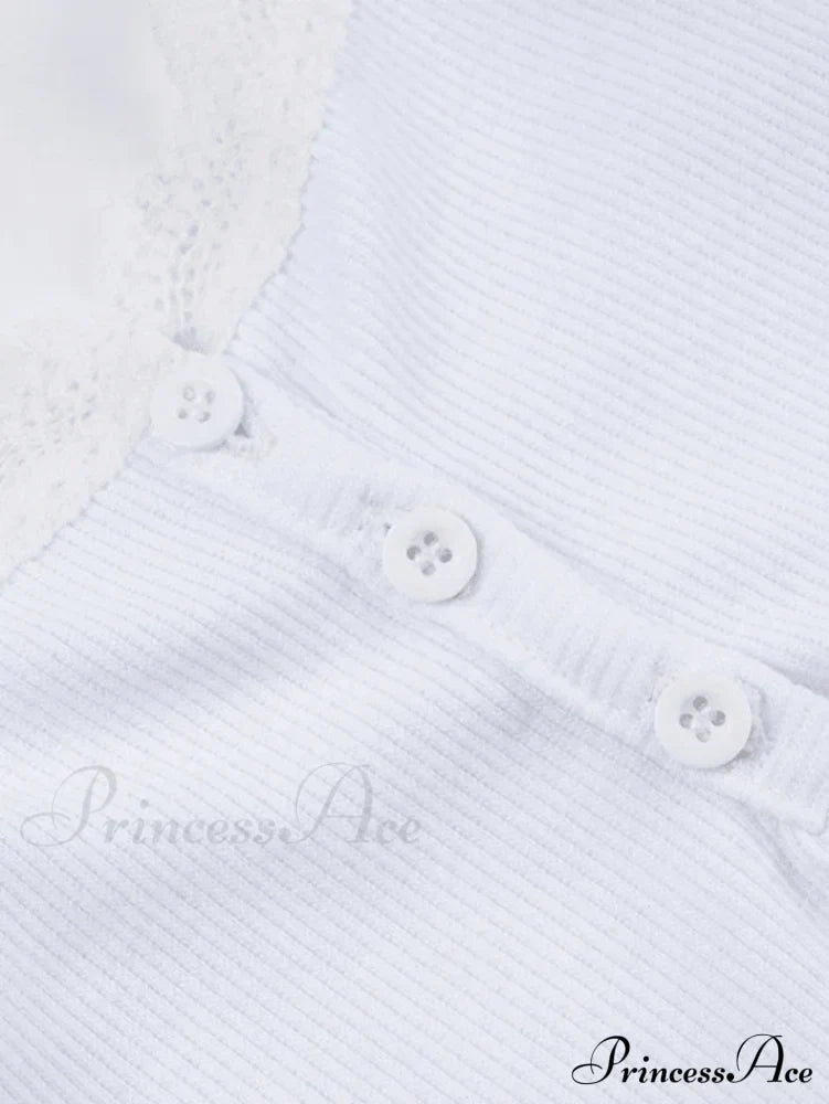 Lace Trim Button Trendy Up Cami Top