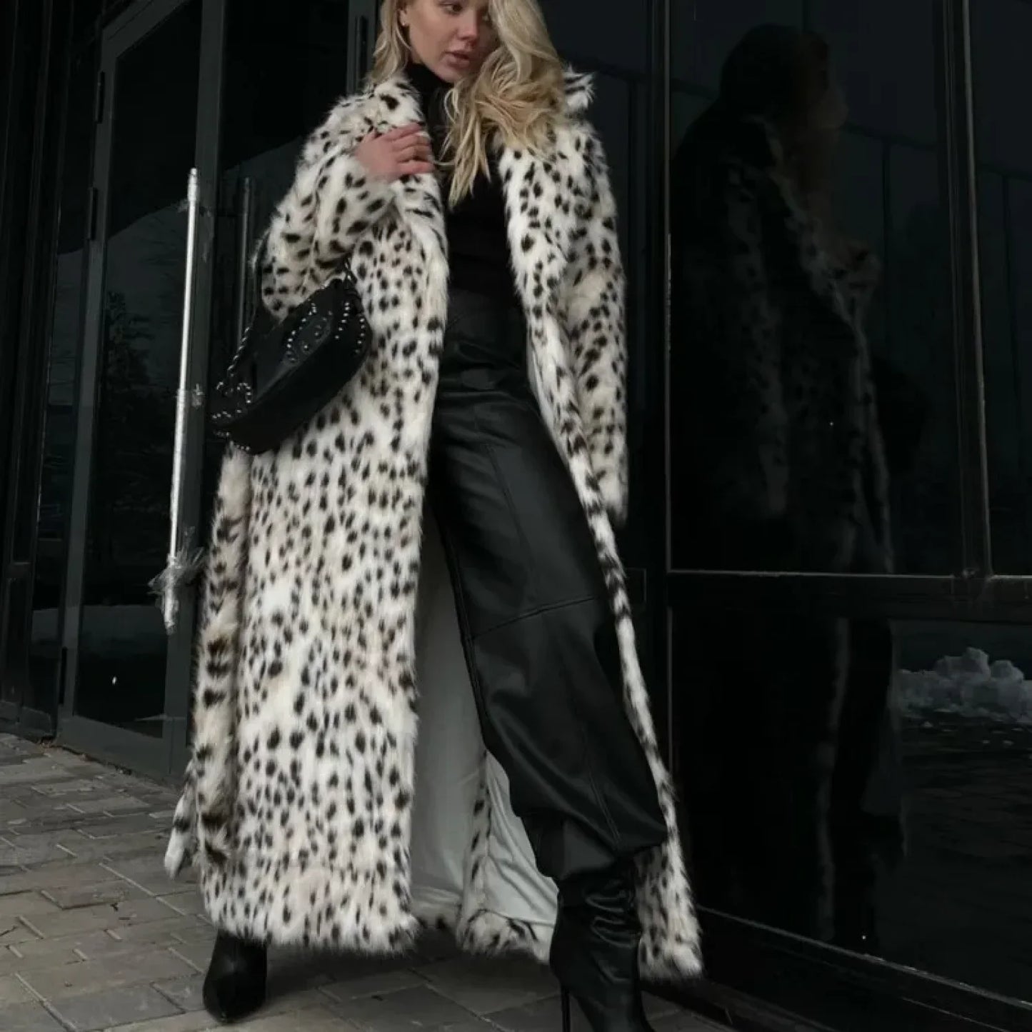 Lace-Up Grey Woolen High Collar Overcoat