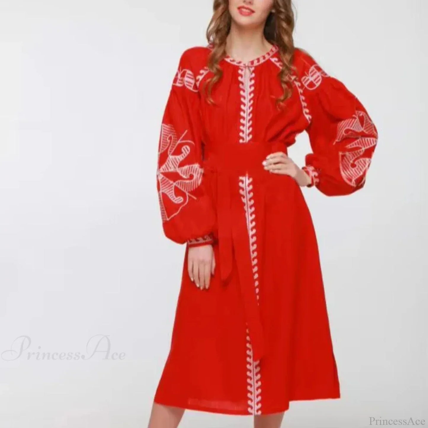 Lantern Sleeve Ethnic Tunic Boho Dress