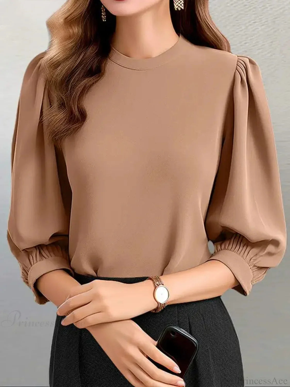 Lantern Sleeve O-neck Casual Party Tunic Blouse