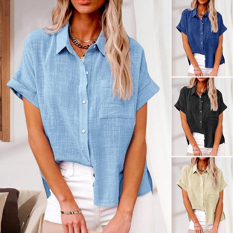Soledad® | Casual Linen Short Sleeve Blouse