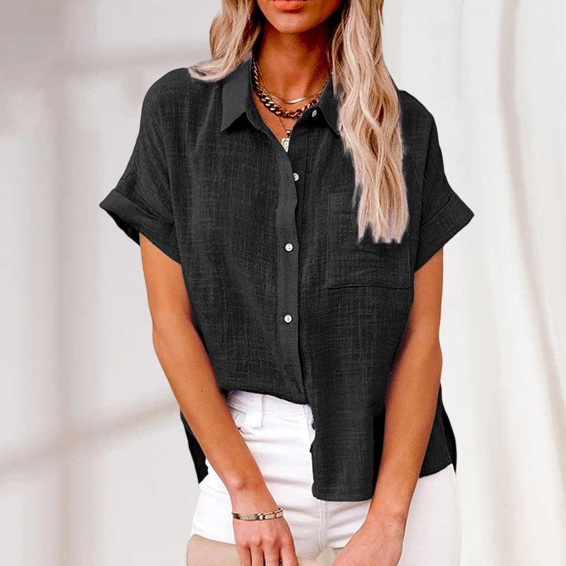 Soledad® | Casual Linen Short Sleeve Blouse