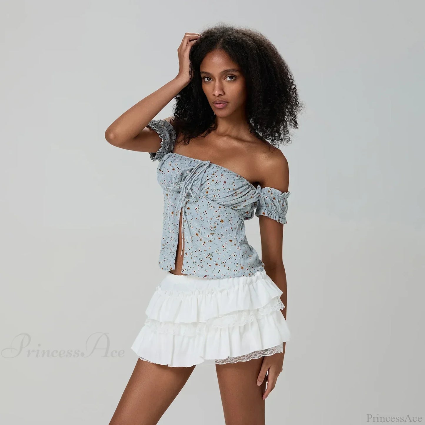 Layered Lace Trim A-Line Skirt