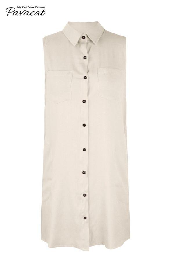 Leisure Sleeveless Shirt Dress - Red