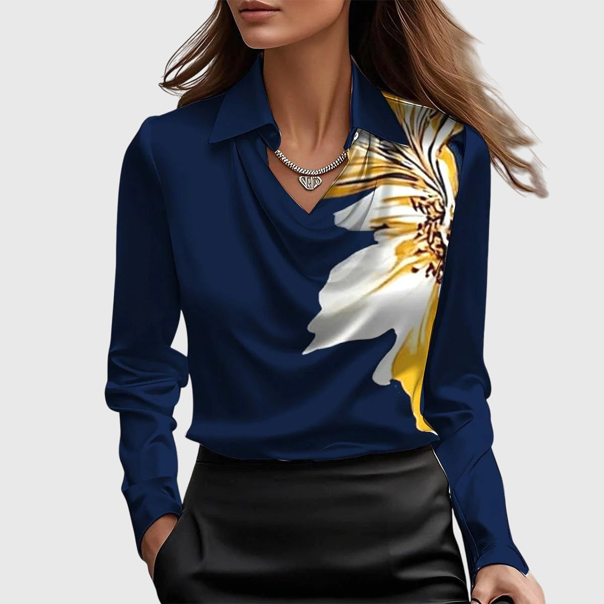 Lena | Women's Long Sleeve Cowl Neck Blouse