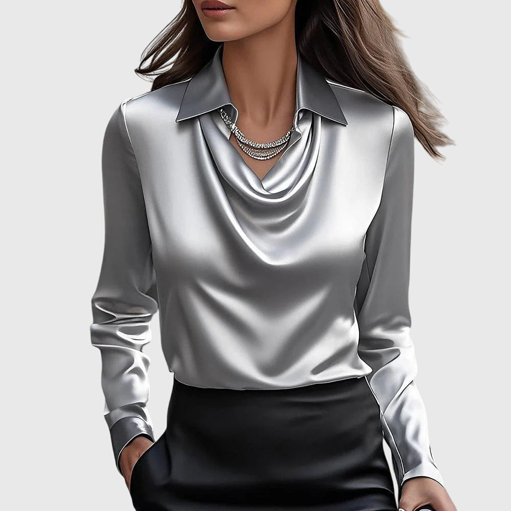 Lena | Women's Long Sleeve Cowl Neck Blouse