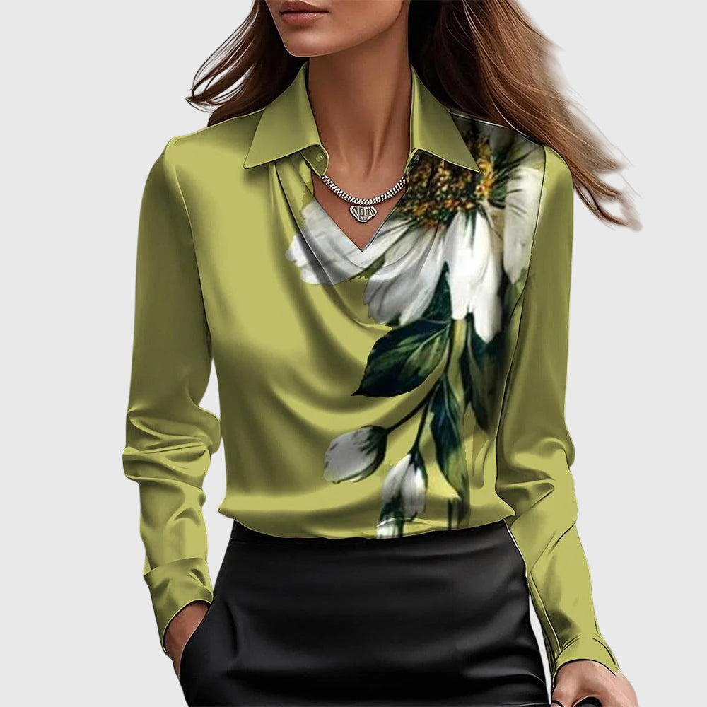 Lena | Women's Long Sleeve Cowl Neck Blouse