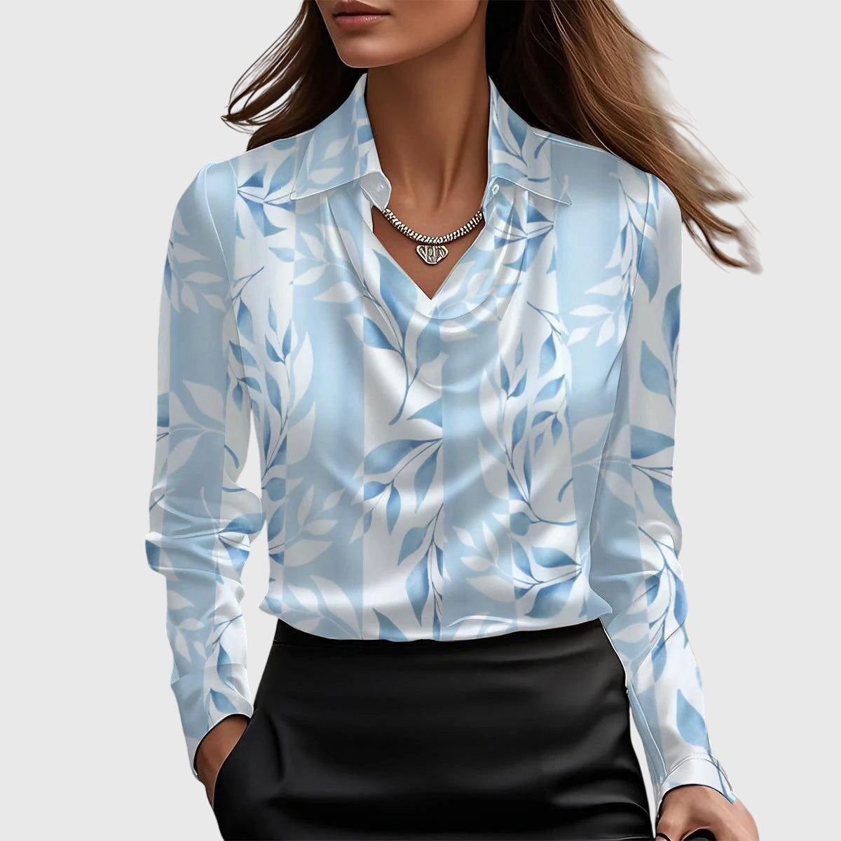 Lena | Women's Long Sleeve Cowl Neck Blouse