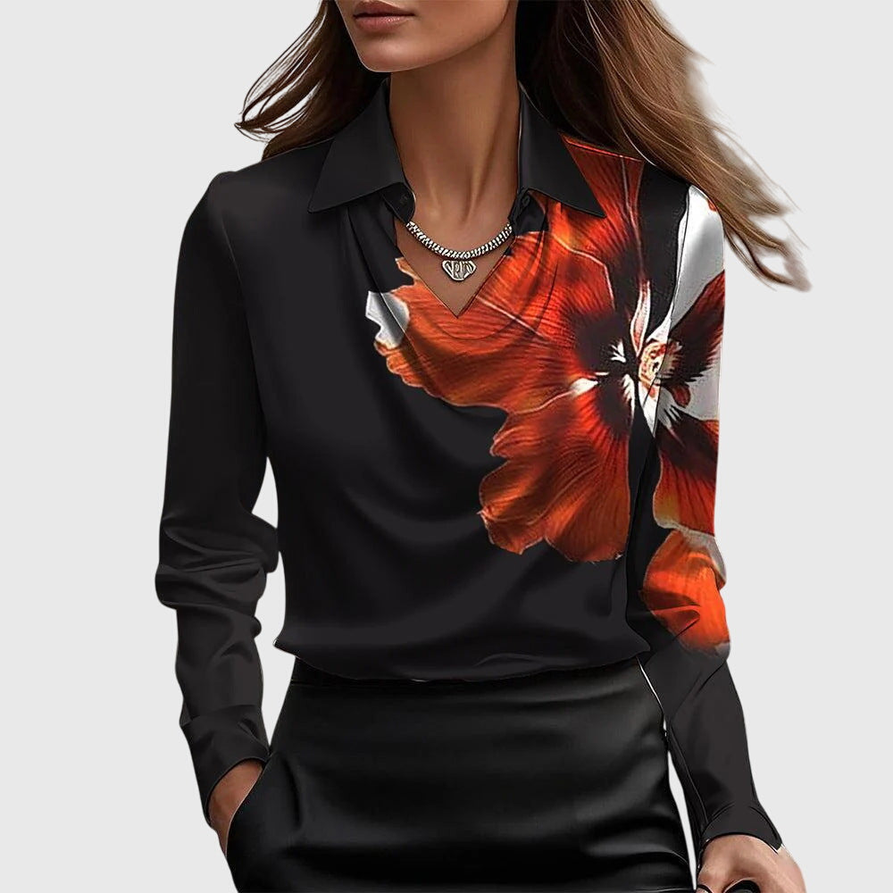 Lena | Women's Long Sleeve Cowl Neck Blouse