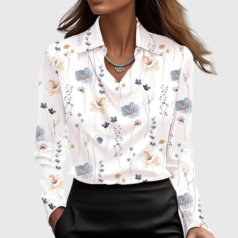 Lena | Women's Long Sleeve Cowl Neck Blouse