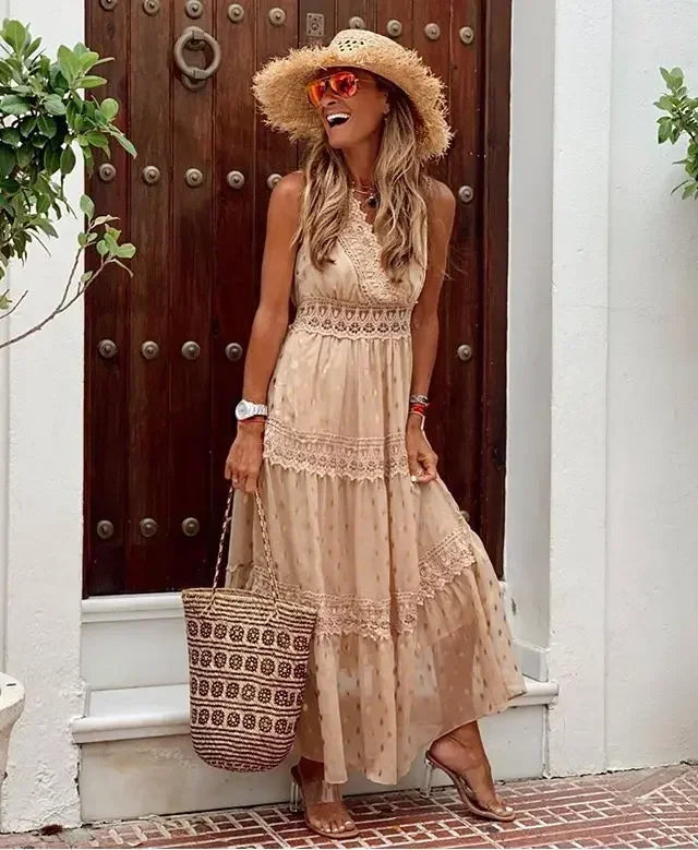 Lena | Women's Sleeveless A-Line Maxi Dress