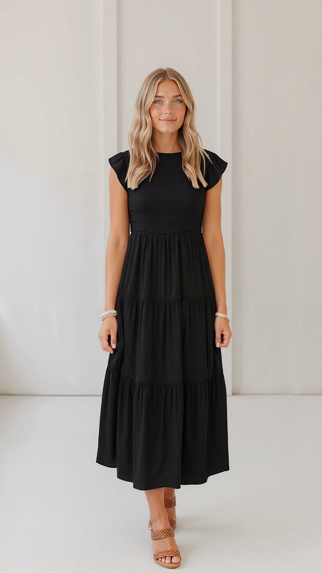 Pilar® | Smocked Summer Midi Dress Pleated