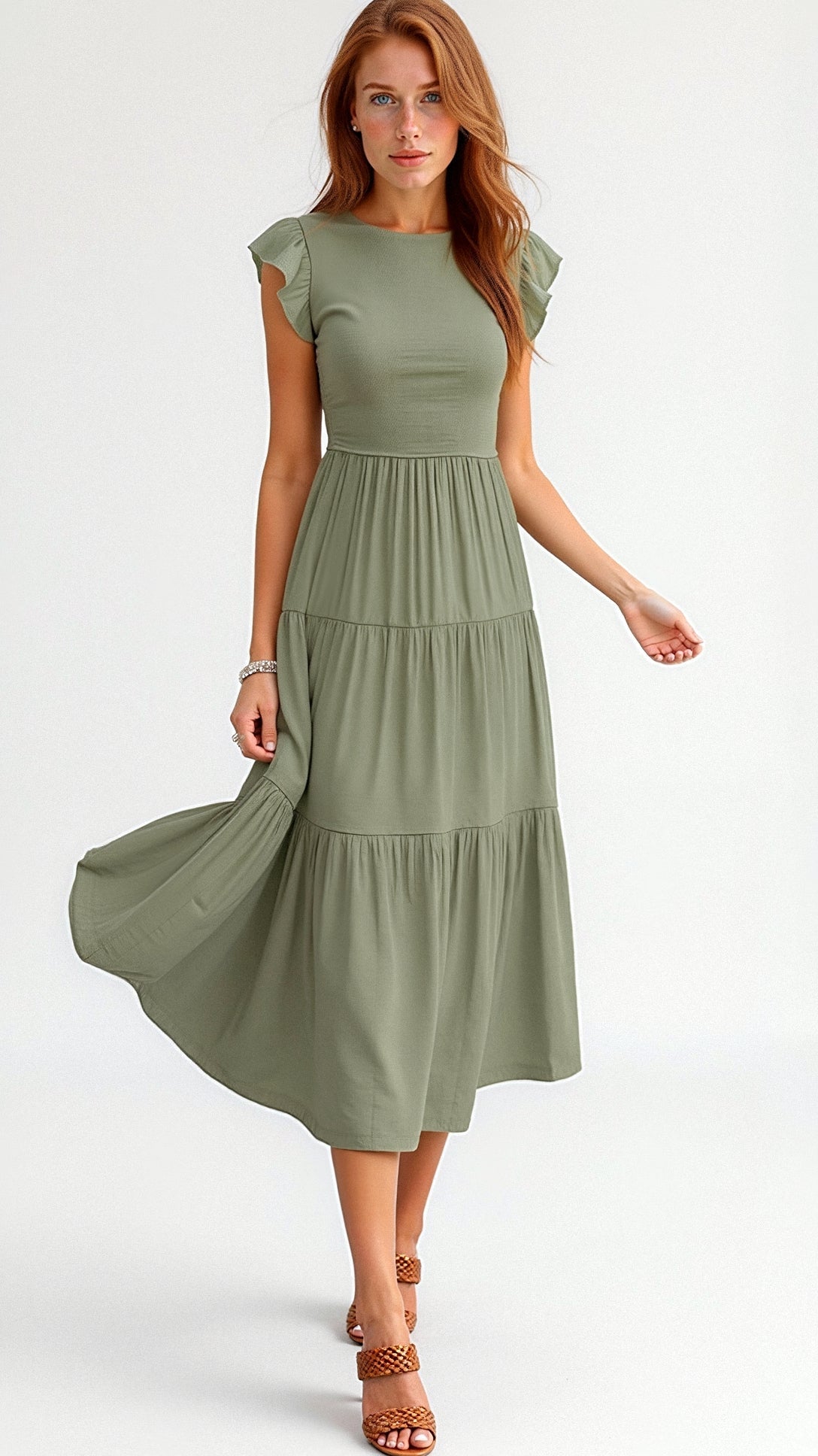 Pilar® | Smocked Summer Midi Dress Pleated