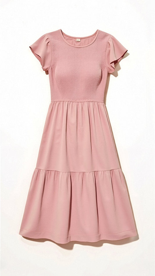 Pilar® | Smocked Summer Midi Dress Pleated