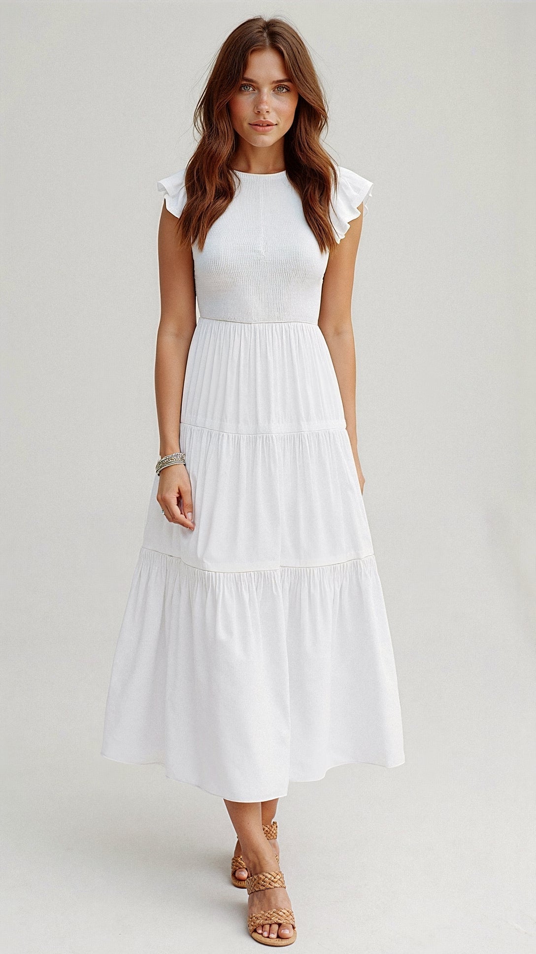 Pilar® | Smocked Summer Midi Dress Pleated