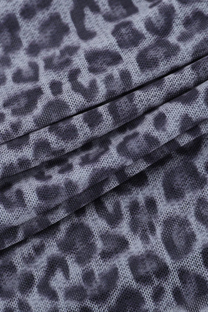 Leopard Print Mock Two-Piece Fitted Long Sleeve Tee